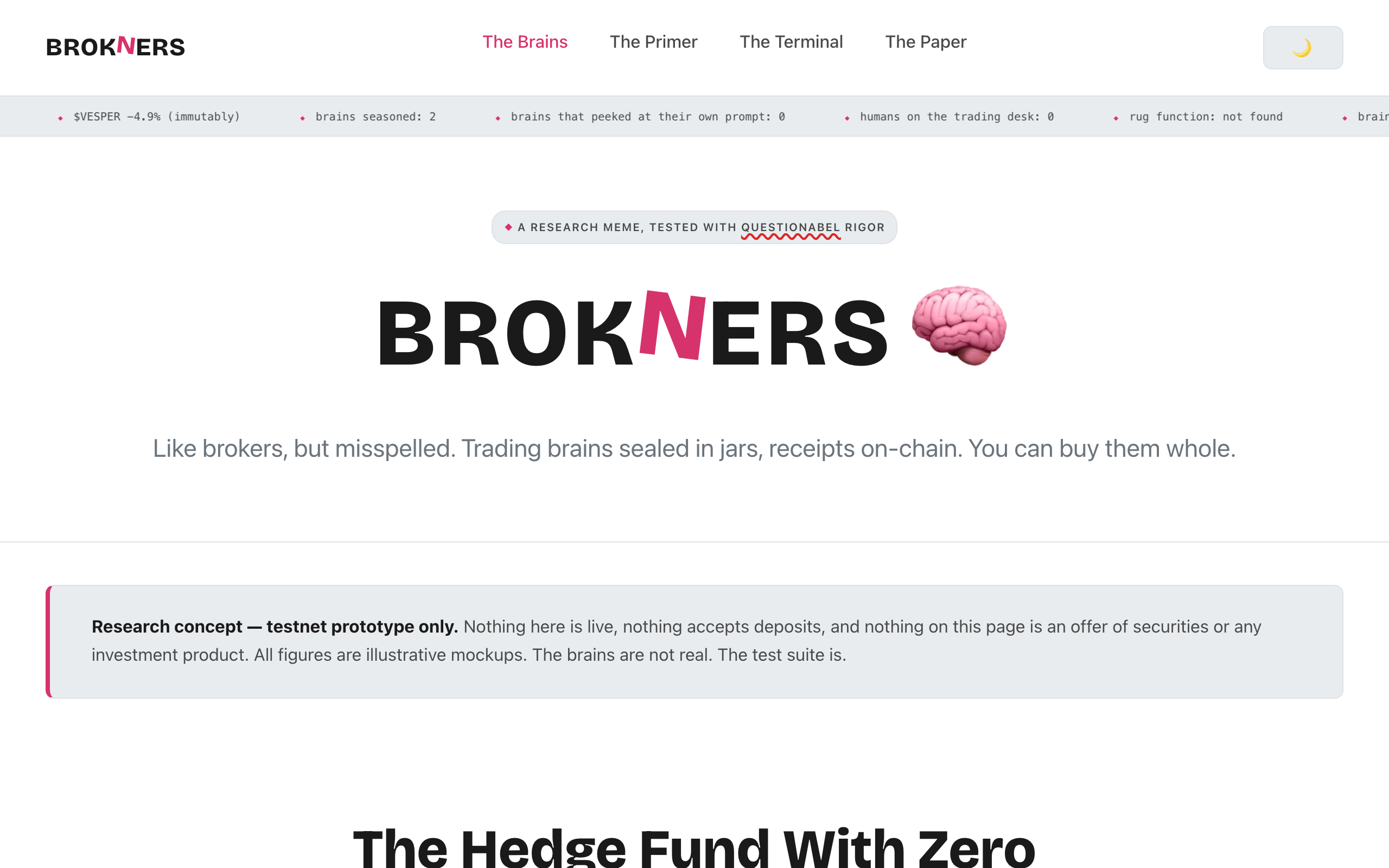 brokners.com front page with the pink brain wordmark