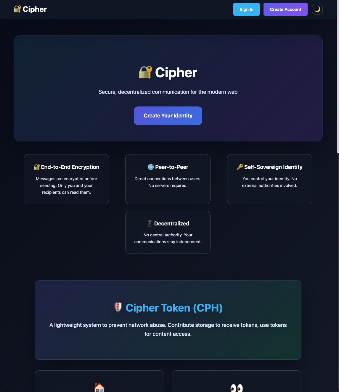 cipher.social desktop interface showing an encrypted group conversation